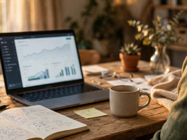 Freelancer reviewing best accounting software for solopreneurs on a laptop at home