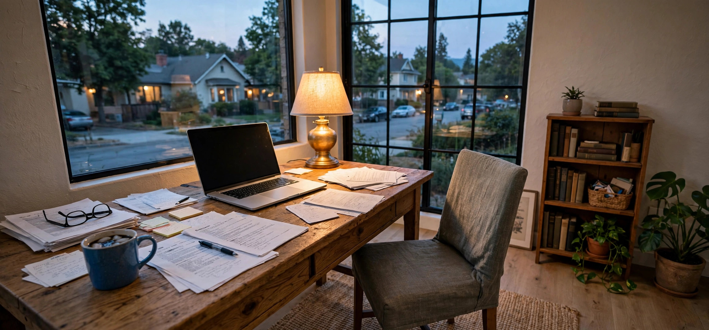 Home office owner calculating business insurance for home based business cost