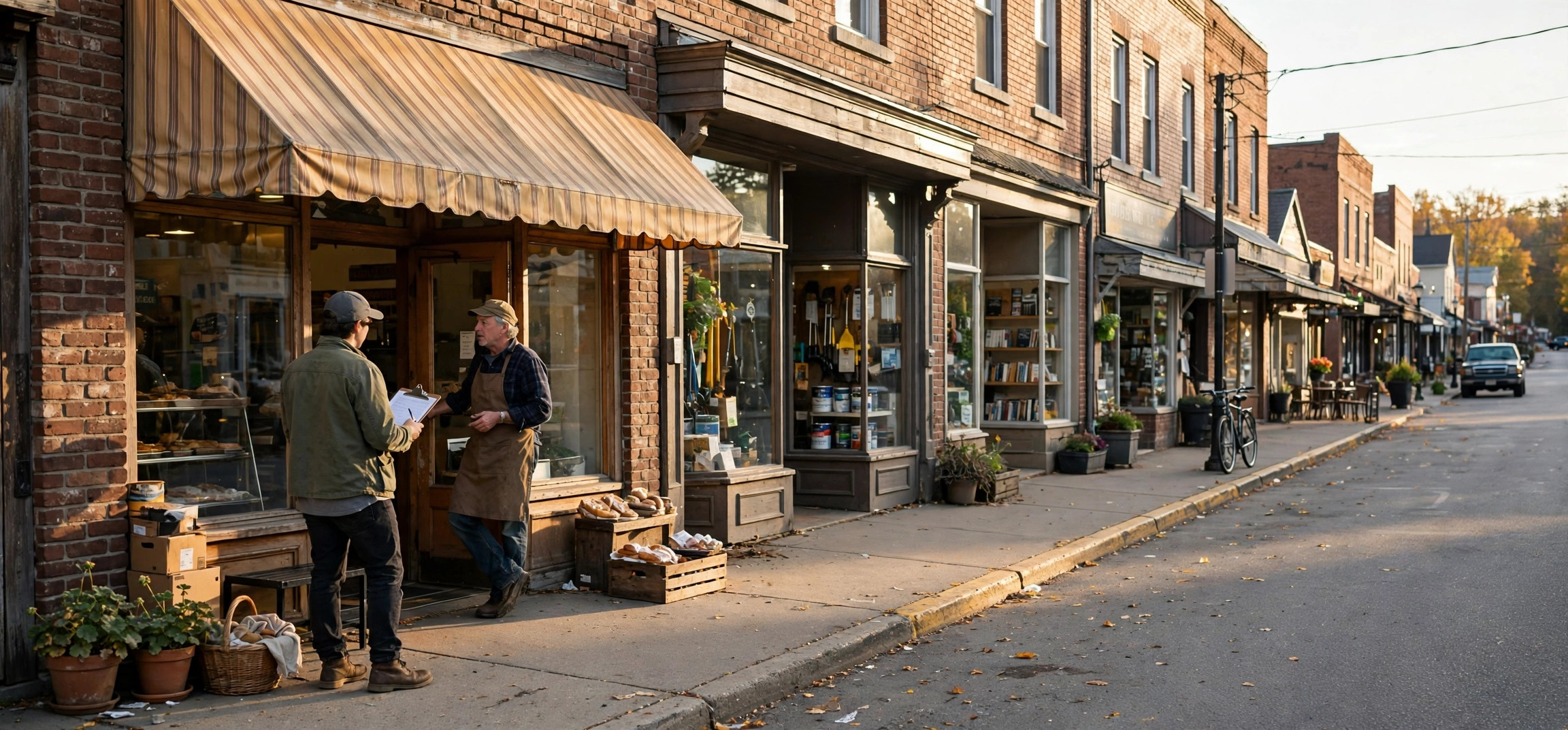 owner doing how to do market research for a small town business on main street