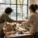 small business owner getting first customers for a new business