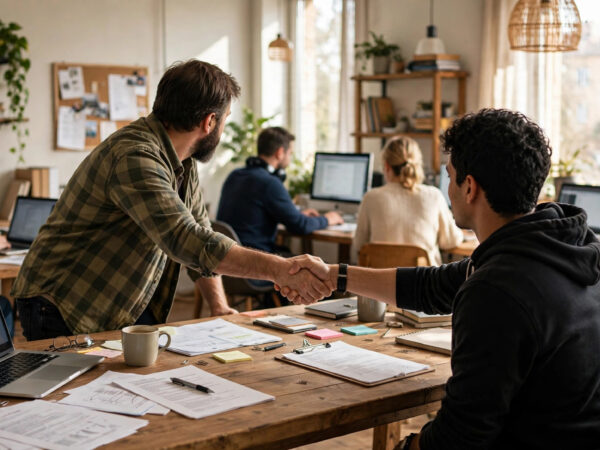 Small business owner learning how to hire first employee for small business