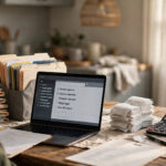 Small business owner working through a small business tax deductions checklist at home