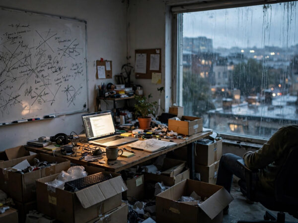 Founder reflecting on startup failure rate first year reasons in a quiet office